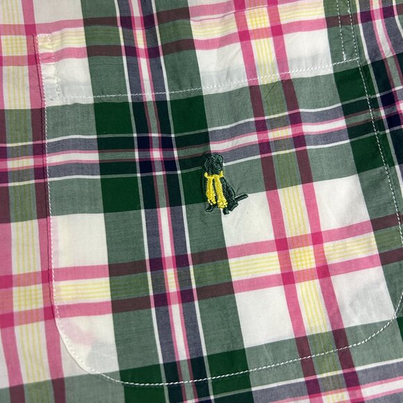 DANIEL CREMIEUX SHIRT PLAID GREEN PINK COLORFUL Y2k Vintage Large - Picture 12 of 13
